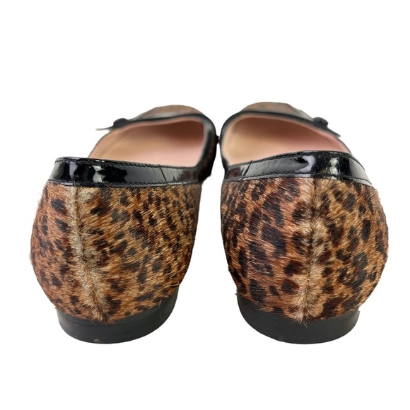 Talbots Women's Genuine Leather Calf Hair Fur Slip On Flats Leopard Shoes 8 AA - Picture 6 of 16